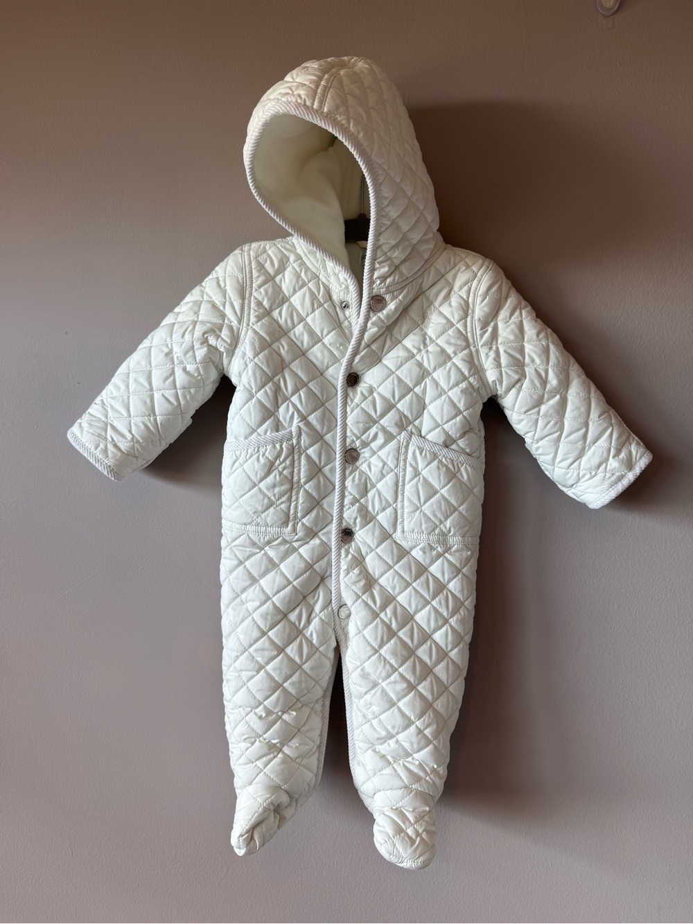 Ralph Lauren Diamond Quilted Puffer Footed Fleece Lined Pram Bunting 6 months